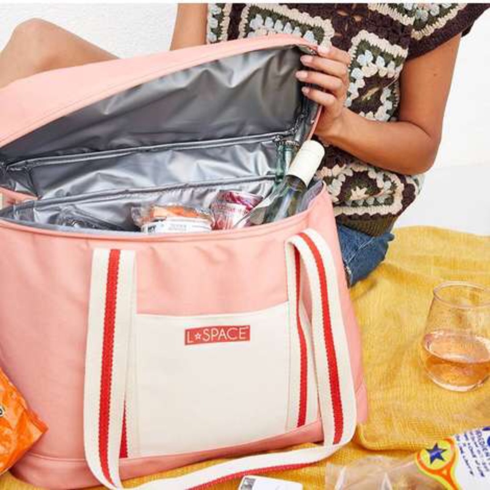 L*Space Costal Cooler Bag Travel Cooler Beach Cooler Insulated Bag Pink